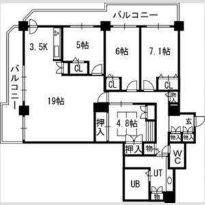 知事公館前タワーレジデンス(4LDK/17階)の間取り写真