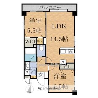 ラディア近代美術館前(2LDK/2階)の間取り写真