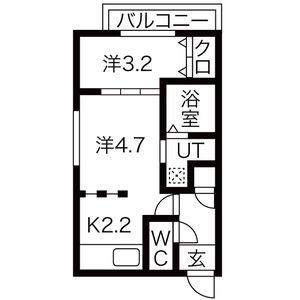 VIVACE大通東(1DK/2階)の間取り写真