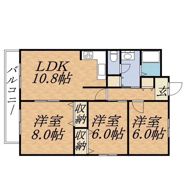 メゾン伏見(3LDK/1階)の間取り写真