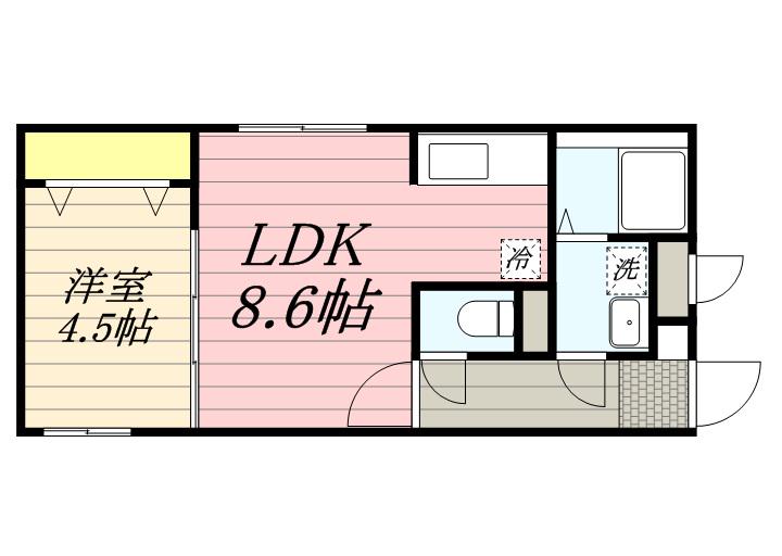 HS平岸445(1LDK/3階)の間取り写真