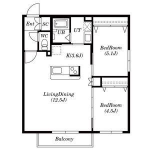 エアフォルク手稲(2LDK/4階)の間取り写真