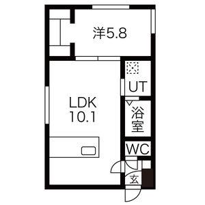 レブニーズ ザ・レジデンス二十四軒 ファースト(1LDK/2階)の間取り写真