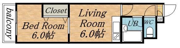 エンブレム札幌発寒ⅡB(1DK/3階)の間取り写真