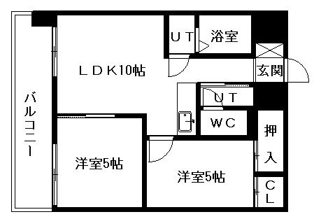 けいほくレジデンス(1DK/8階)の間取り写真