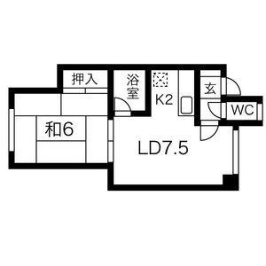 琴似グランドハイツ(1LDK/2階)の間取り写真