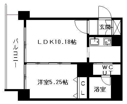 ソレイユ中島公園(1DK/2階)の間取り写真
