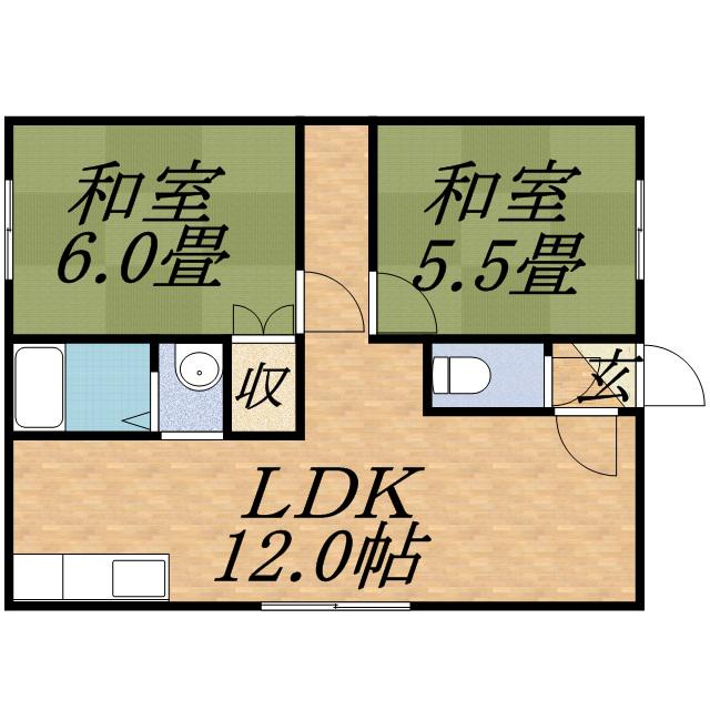 藤ハイツ(2LDK/1階)の間取り写真