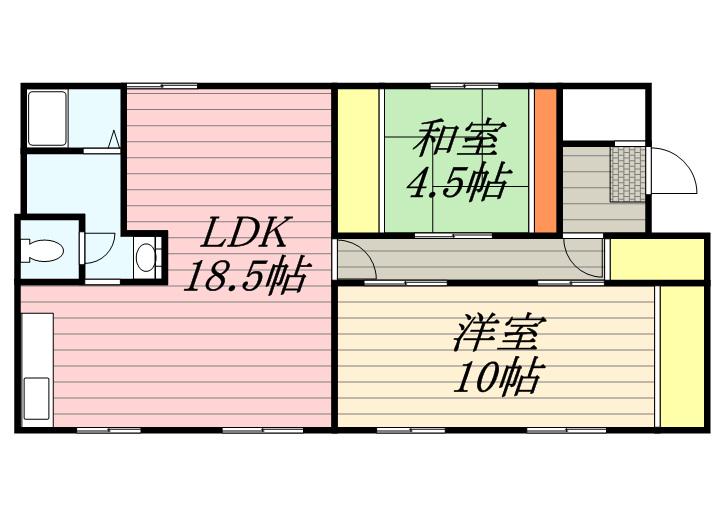 ニヤクコーポ(2LDK/3階)の間取り写真