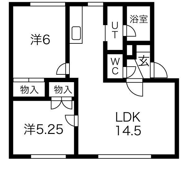 ベルネージュ(2LDK/1階)の間取り写真