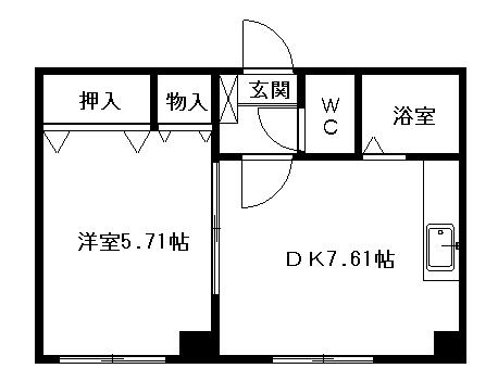 8・4サウンドビル(1LDK/4階)の間取り写真
