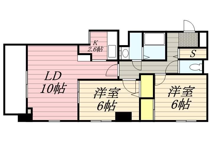 ULS山鼻(2LDK/4階)の間取り写真