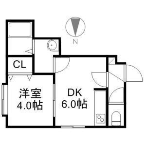 タワーヴュー札幌(1DK/3階)の間取り写真