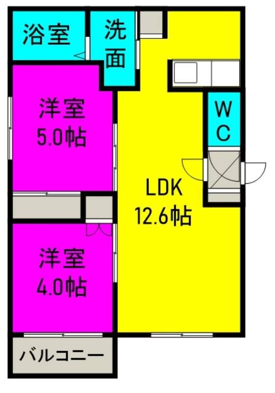 CASA澄川(2LDK/3階)の間取り写真