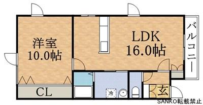 リラコート(1LDK/1階)の間取り写真