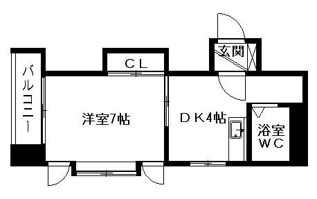 キャッスル北沢札幌(1DK/3階)の間取り写真