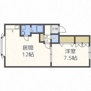 コーポアサイ(1LDK/3階)の間取り写真