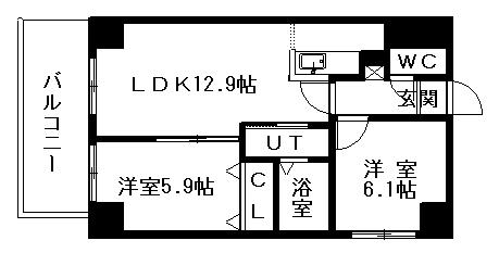 パルティーレ山鼻(2LDK/5階)の間取り写真