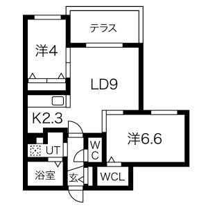 サクラブール宮の沢(2LDK/1階)の間取り写真