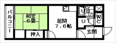 アートサイドテラス(1DK/7階)の間取り写真