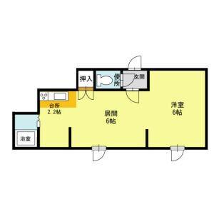 キラメック知事公館Ⅰ・Ⅱ(1LDK/3階)の間取り写真