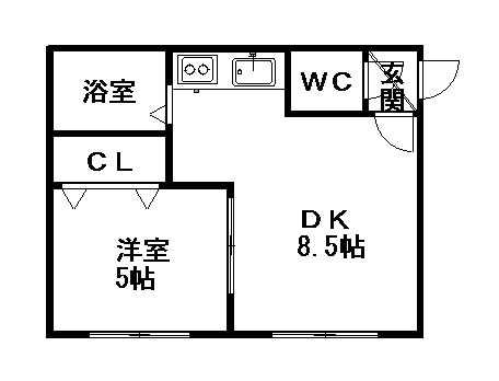 コアライズ弐番館(1DK/3階)の間取り写真