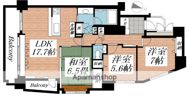 センチュリラルネス大通(3LDK/9階)の間取り写真