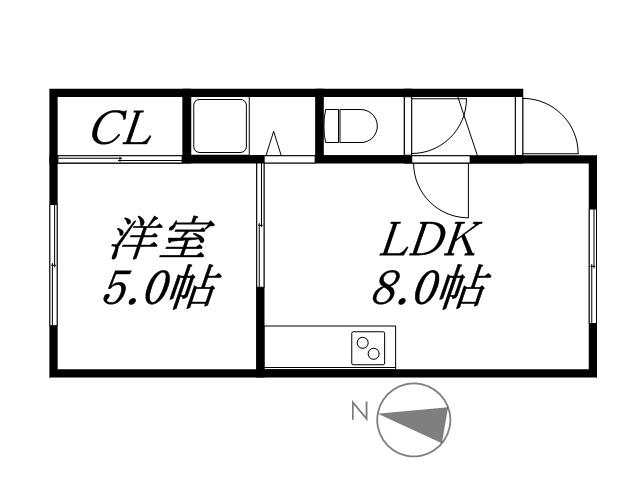 コーポ大屋B(1LDK/2階)の間取り写真