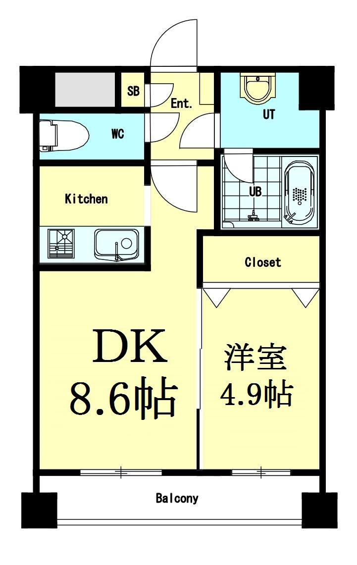 KGコート(1LDK/14階)の間取り写真