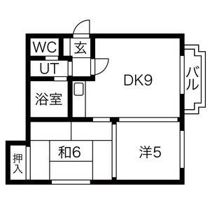 ティファニー北円山(2DK/2階)の間取り写真