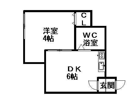 シャトルサウス8(1DK/1階)の間取り写真