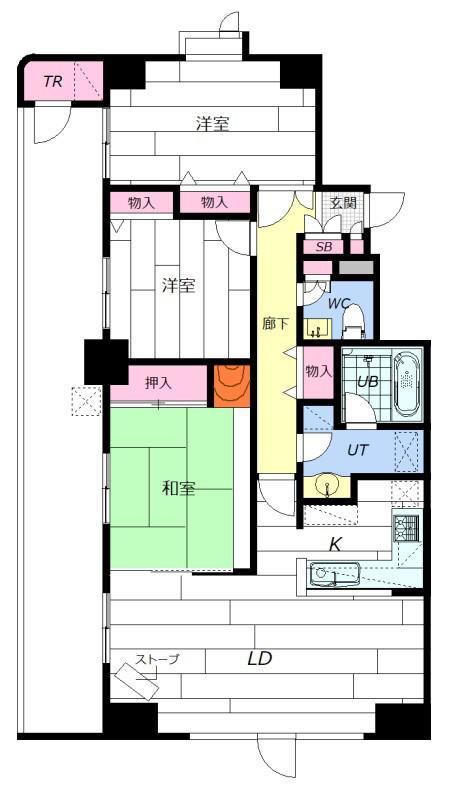 鹿友ディアプラザ旭ヶ丘(3LDK/10階)の間取り写真