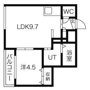 サウスポルト澄川(1LDK/4階)の間取り写真