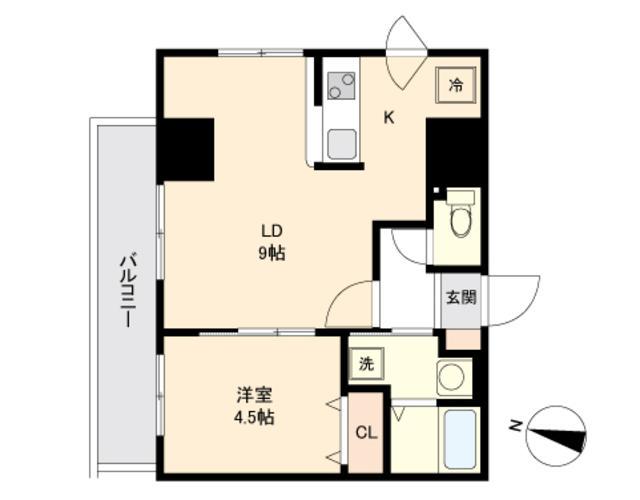 ラクラス円山公園(1LDK/7階)の間取り写真