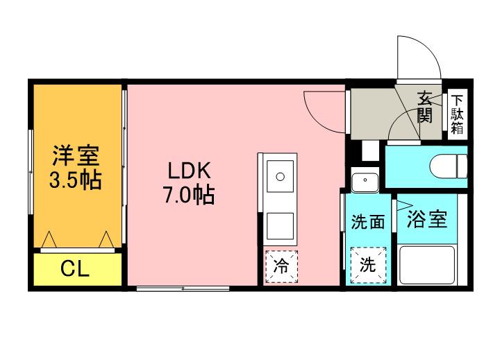 レジデンス円山北(1LDK/3階)の間取り写真