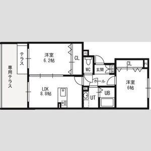 レジェンドコート琴似(2DK/1階)の間取り写真