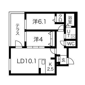 アルファスクエア円山2条(2LDK/1階)の間取り写真