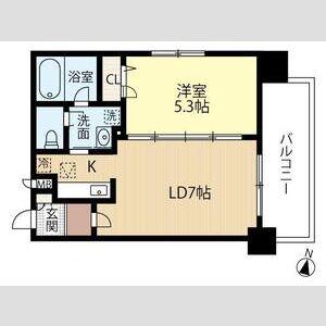 アルファスクエア大通西17(1LDK/2階)の間取り写真