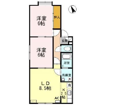 メイユール星野(2LDK/1階)の間取り写真