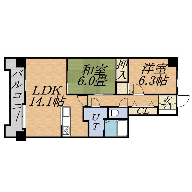 THE RESIDENCE PARK ODORIKOEN 旧ヒ(2LDK/2階)の間取り写真