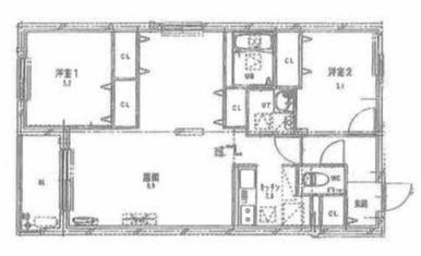 K・Sー11(3LDK/4階)の間取り写真