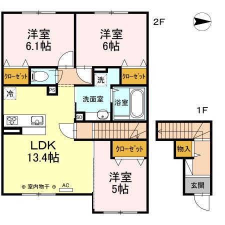 ラグランジュ A(3LDK/2階)の間取り写真