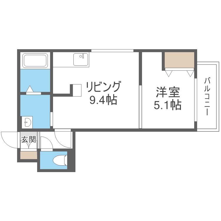 TERRACE K5(1LDK/1階)の間取り写真