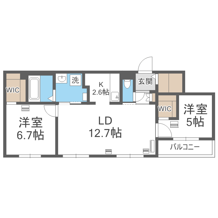 エフュート宮の沢(2LDK/2階)の間取り写真