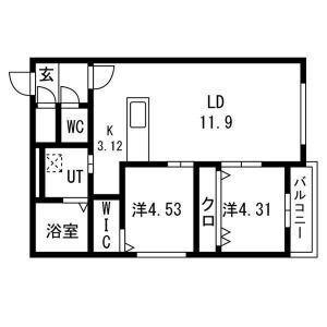 AYA 23(2LDK/4階)の間取り写真