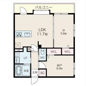 アルファスクエア北22(2LDK/5階)の間取り写真