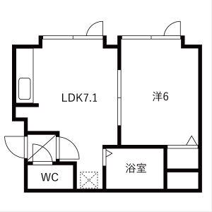 エミネンス北大西(1LDK/3階)の間取り写真
