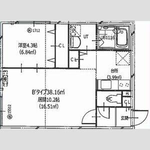 HERO YAMAHANA2(1LDK/3階)の間取り写真