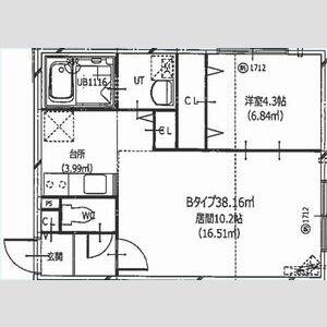 HERO YAMAHANA2(1LDK/1階)の間取り写真