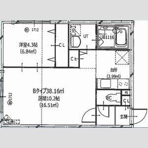 HERO YAMAHANA1(1LDK/3階)の間取り写真